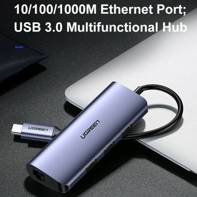 60717 Конвертер UGREEN CM252 Type-C - 3*USB 3.0, LAN (1Gbit) можно капить на ugreen.by